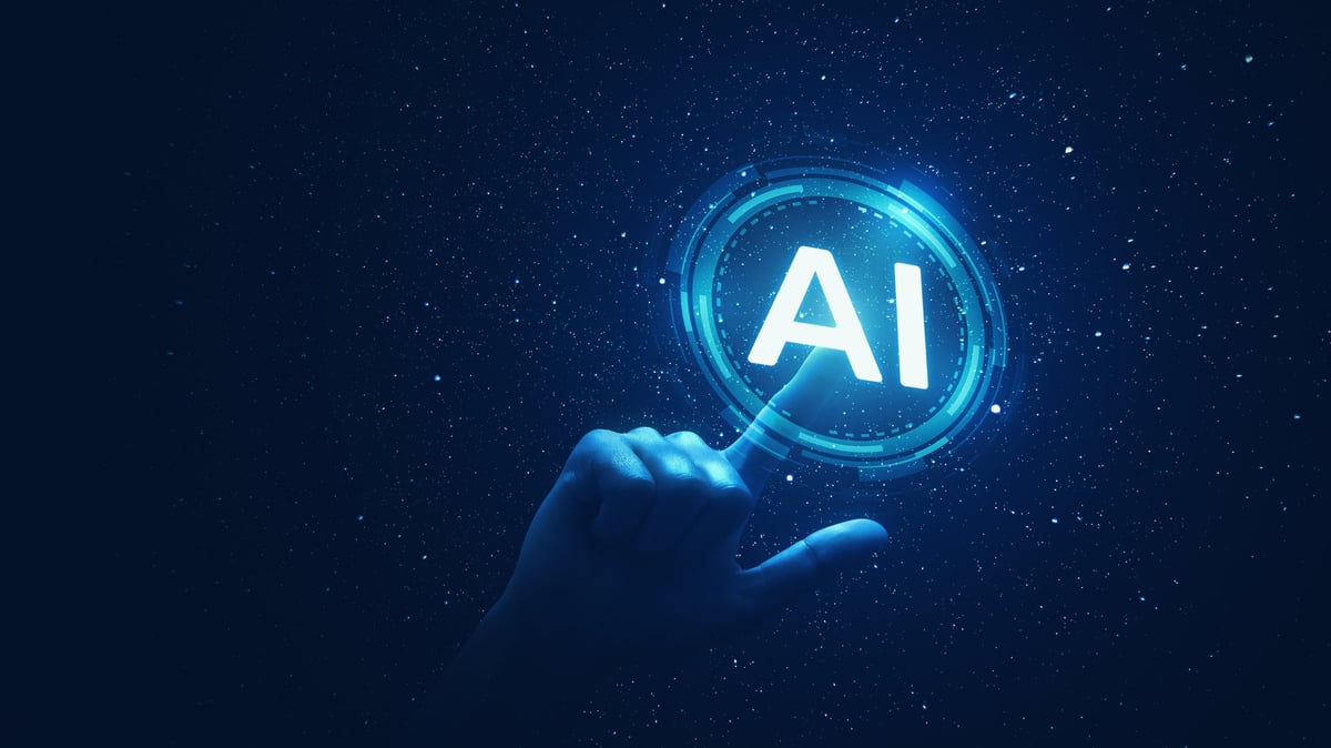 Hand touch AI with artificial intelligence digital technology